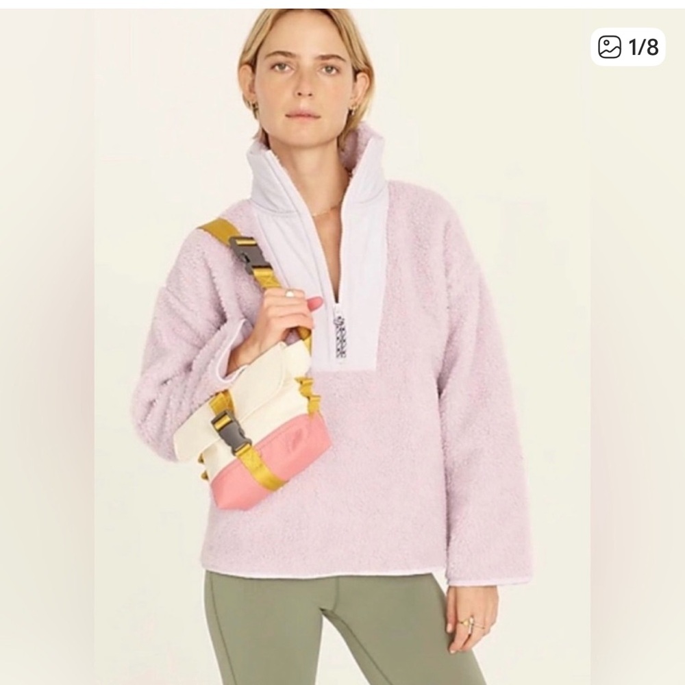 J Crew teddy quarter zip in lavender size small